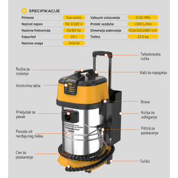 AUTOOL HTS518 Peskarica za čišćenje ventila granulatom orahove ljuske